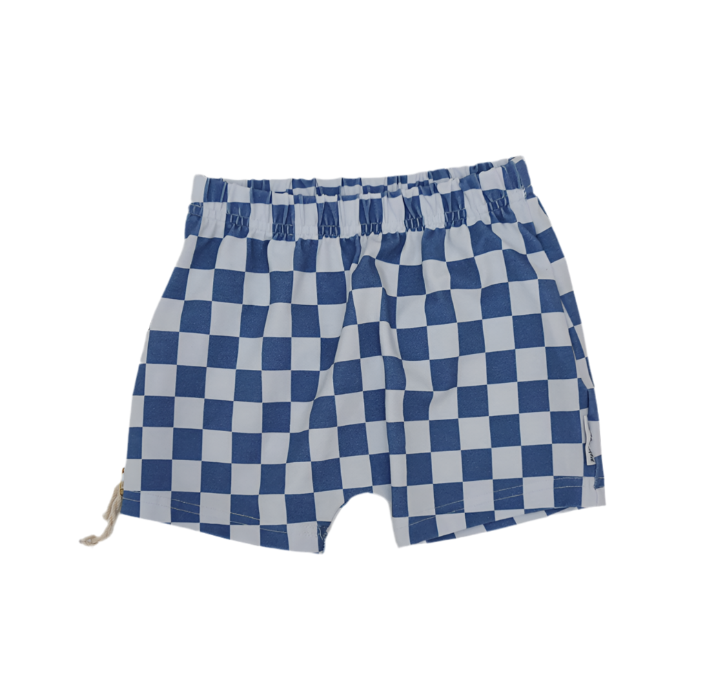Check shorts- Denim Blue