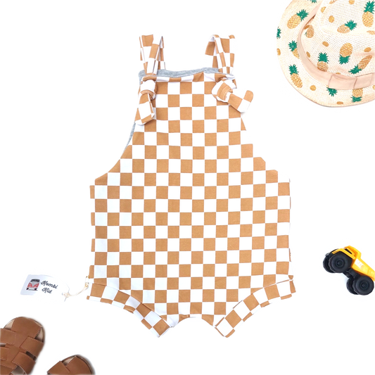 Shortie Overalls - Honey Check
