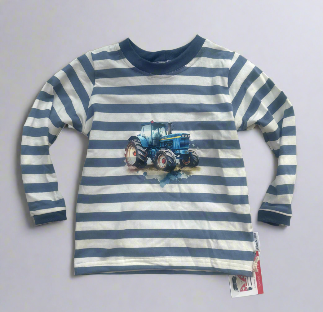 Tractor Long Sleeve Tee in Blue Stripe