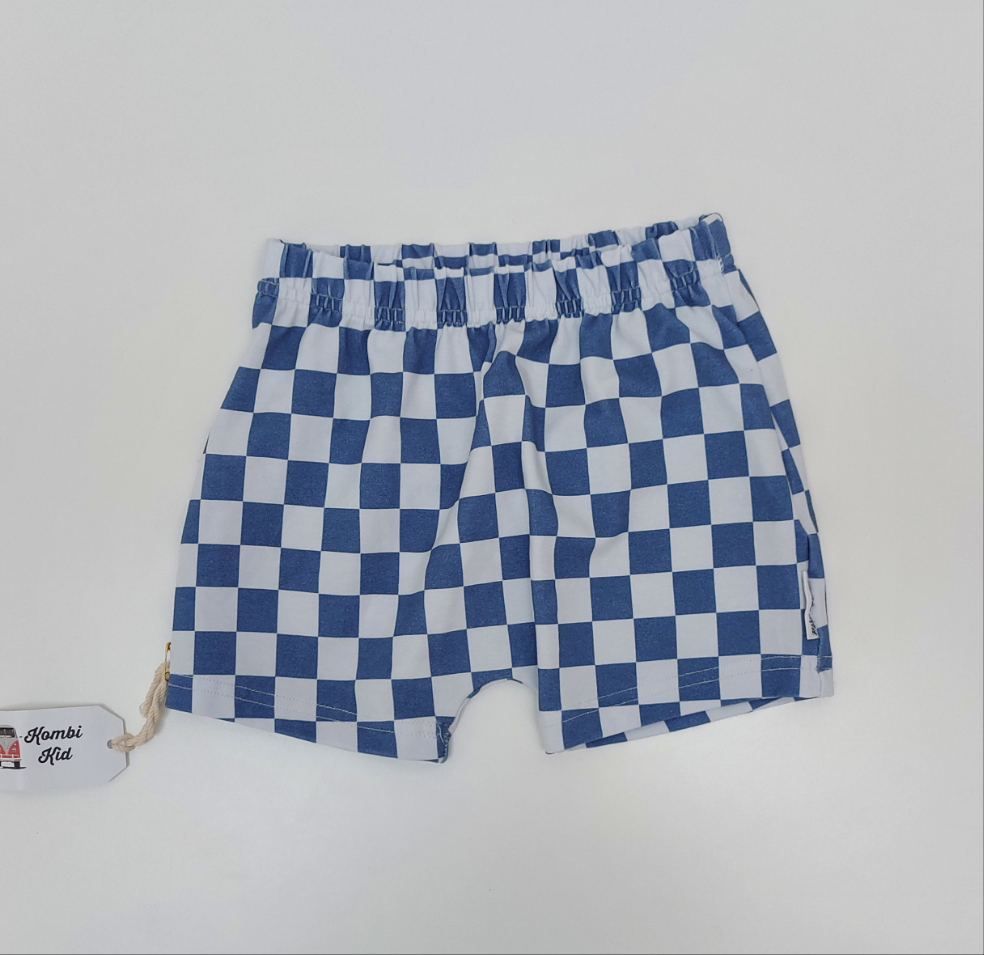 Check shorts- Denim Blue